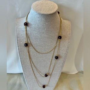 Gold Snake Chain with Amethyst Colored Beads